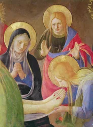 La Lamentation du Christ, détail de Marie Madeleine embrassant les pieds du Christ, 1436